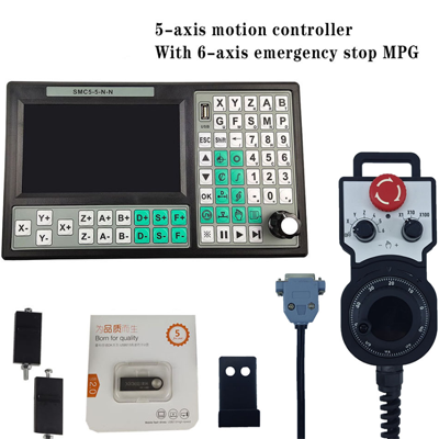 Special offer 5 axis offline CNC controller set 500KHz motion control system 7 inch screen 6 axis emergency stop hand wheel